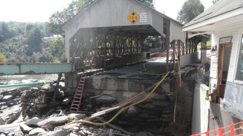 Damage to the Quechee Covered Bridge