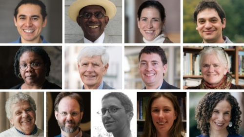 13 headshots of professors who received Dean of Faculty awards